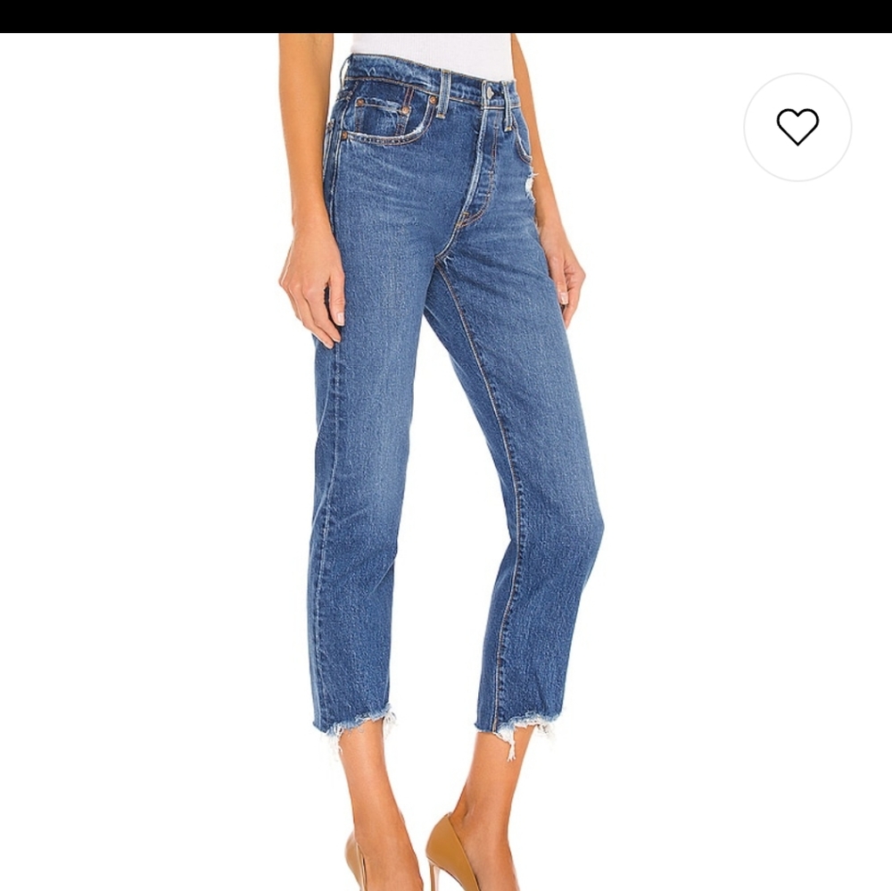 Levi's 501 Original Cropped Frayed Jeans, Medium Wash, sz 25 and 26